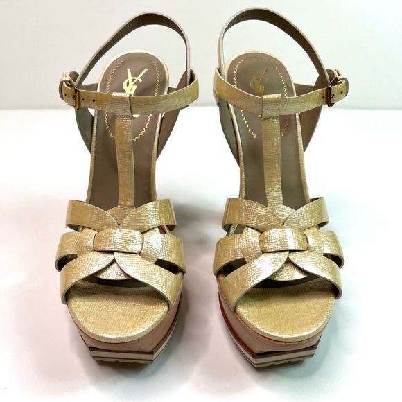 Yves Saint Laurent Tribute Wood Platform
Leather Sandals Size 38.5 - Picture 7 of 13
